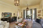 Sitting Room on axis with pool and fountain